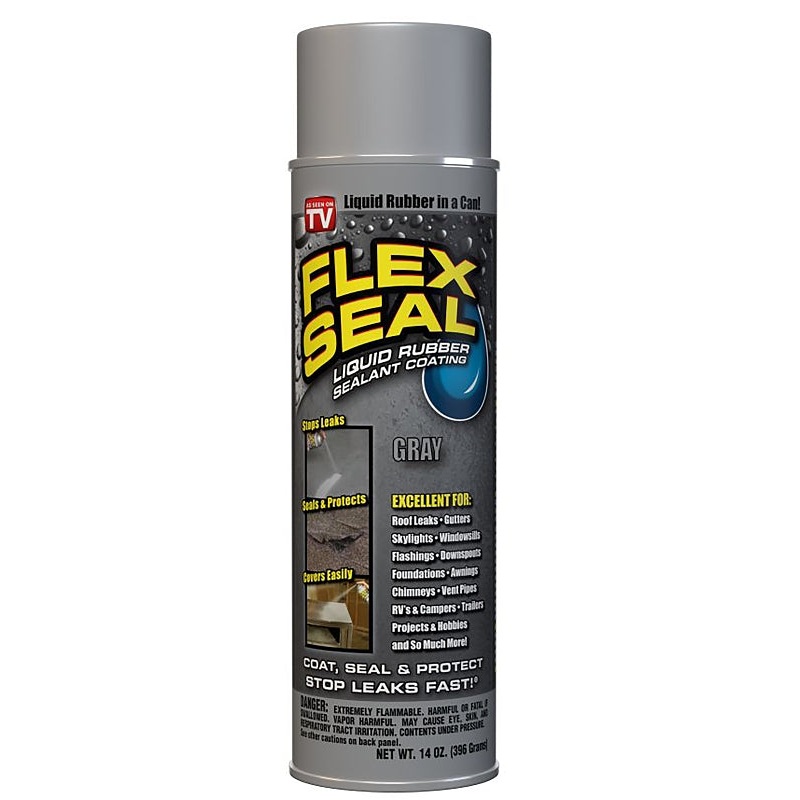 Flex Seal FSGRYR20 Rubberized Spray Coating, 12 sq-ft Coverage Area, Gray, 14 oz Can