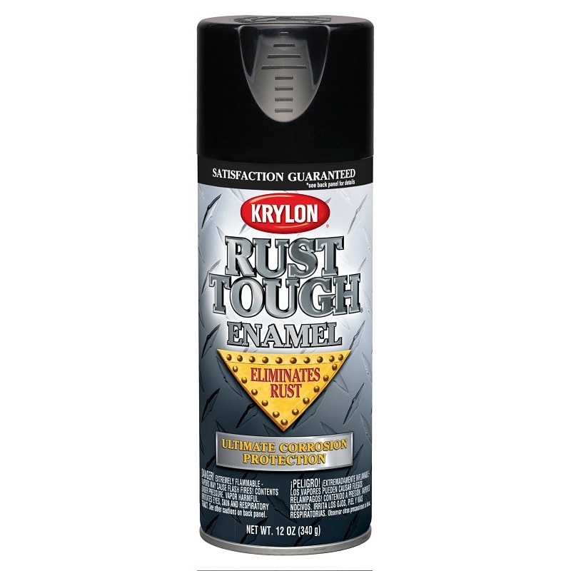 Krylon Rust Tough K09202007 Rust Preventative Spray Paint, Gloss, Black, 12 oz, Can