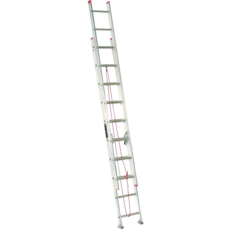 Louisville L-2324-20 Extension Ladder, 240 in H Reach, 200 lb, 1-1/2 in D Step, Aluminum