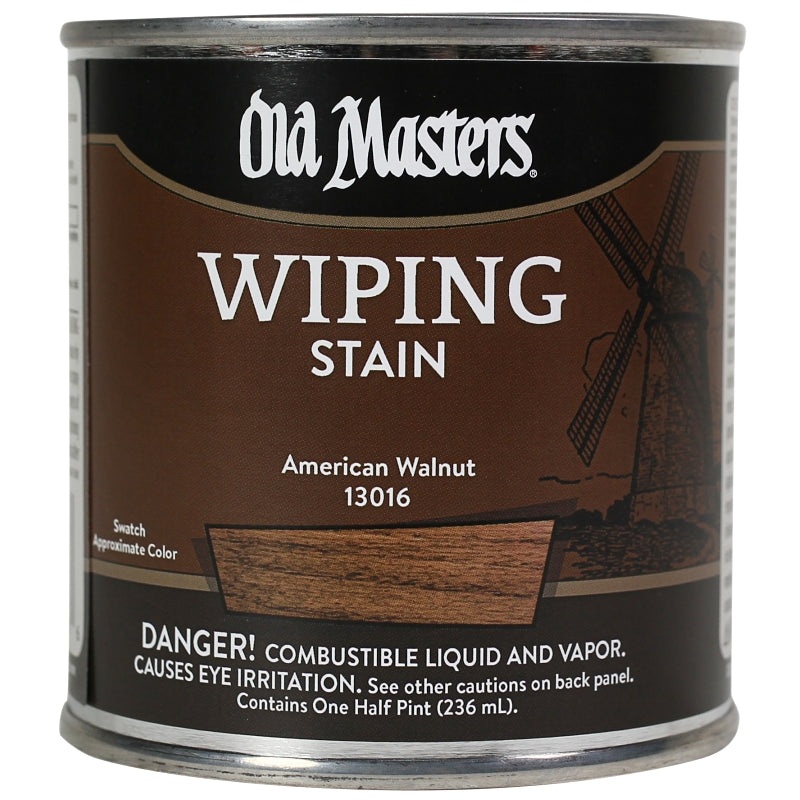 Old Masters 13016 Wiping Stain, American Walnut, Liquid, 0.5 pt, Can
