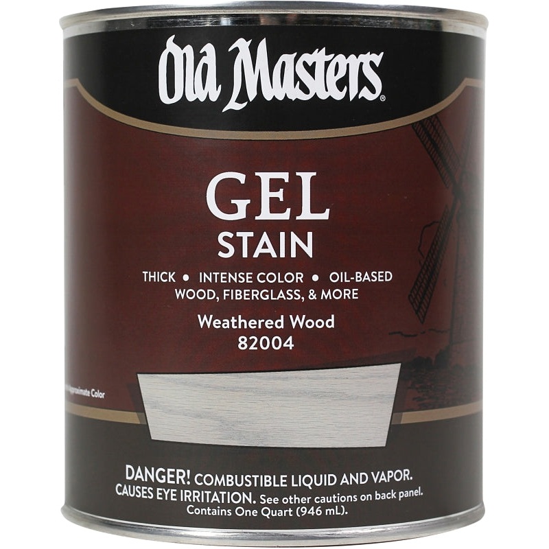 Old Masters 82004 Gel Stain, Weathered Wood, Liquid, 1 qt