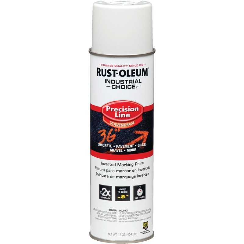 Rust-Oleum 203030 Inverted Marking Spray Paint, Semi-Gloss, White, 17 oz, Can