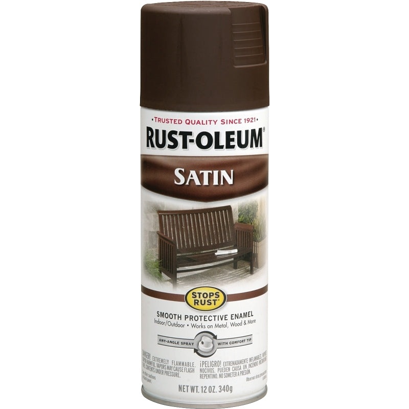 Rust-Oleum 241239 Rust Preventative Spray Paint, Low Satin, Dark Brown, 12 oz, Can
