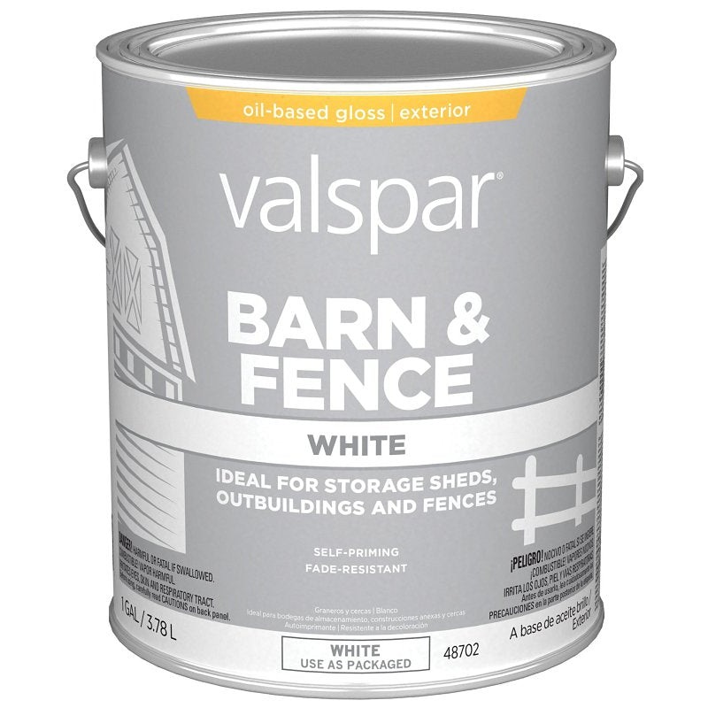 Valspar 018.3141-75.007 Barn and Fence Paint, White, 1 gal, Pack of 4