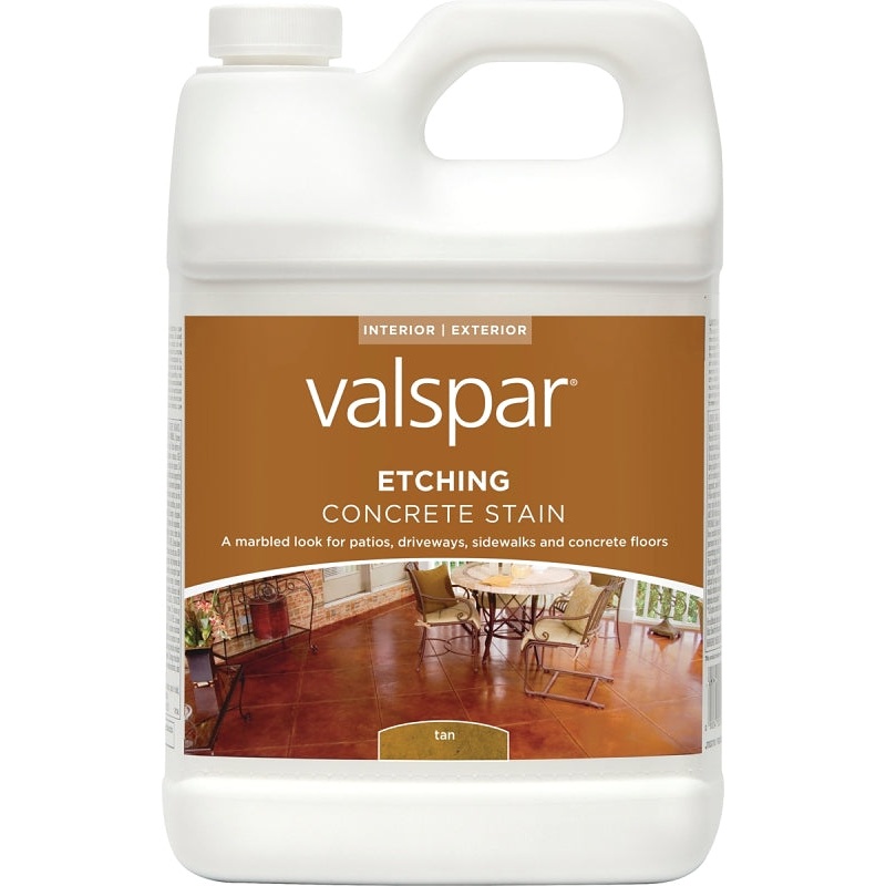 Valspar 024.0082070.007 Concrete Etching Stain, Marble, Tan, Liquid, 1 gal, Pack of 4