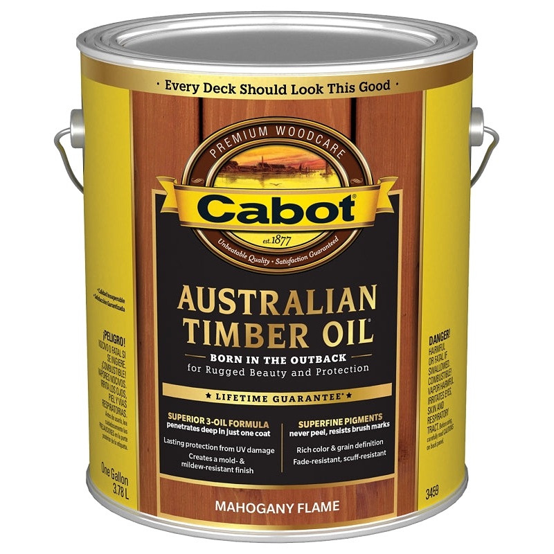 Cabot 140.0003459.007 Australian Timber Oil, Flat, Mahogany Flame, 1 gal, Pack of 4