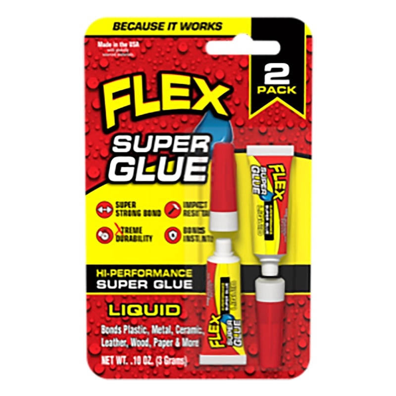 Flex Seal SGLIQ2X3 High Performance Super Glue, Liquid, Clear, 6 g Tube, Pack of 8