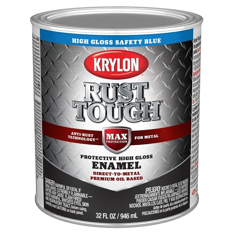 Krylon Rust Tough K09715008 Rust Preventative Paint, Gloss, Safety Blue, 1 qt, 400 sq-ft/gal Coverage Area, Pack of 2