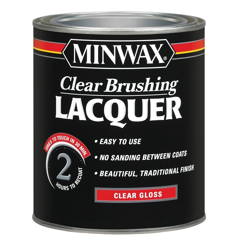 Minwax 155000000 Brushing Lacquer, Gloss, Liquid, Clear, 1 qt, Can