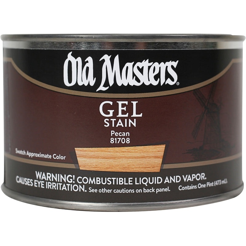 Old Masters 81708 Gel Stain, Pecan, Liquid, 1 pt, Can