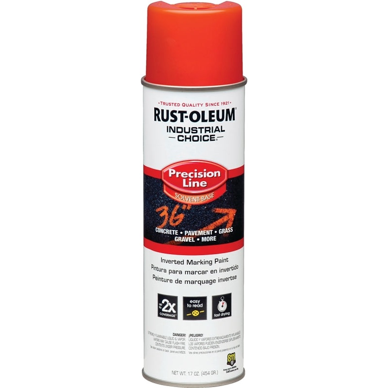 Rust-Oleum 1662838 Inverted Marking Spray Paint, Gloss, Fluorescent Red, 17 oz, Can