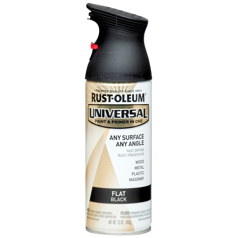 Rust-Oleum 245198 Enamel Spray Paint, Flat, Black, 12 oz, Can