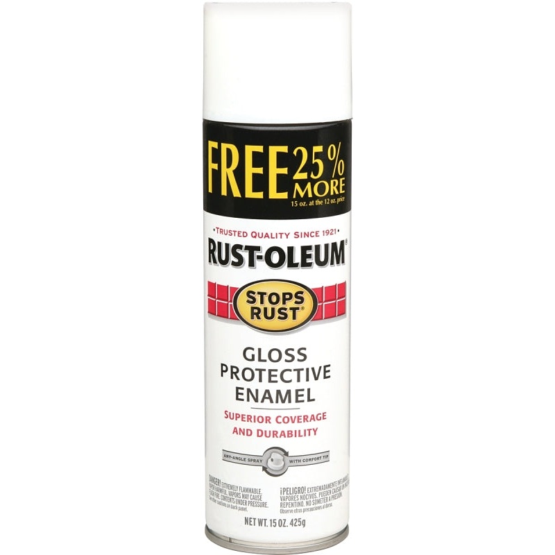 Rust-Oleum 254142 Rust Preventative Spray Paint, 15 oz Can, 12 to 15 sq-ft Coverage Area, Gloss, White
