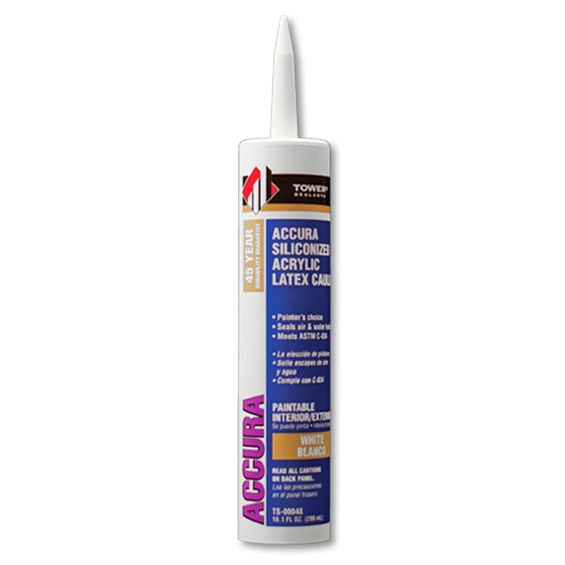 Tower Sealants ACCURA TS-00048 Silicone Caulk, White, 7 to 14 days Curing, 40 to 140 deg F, 10.1 fl-oz Tube, Pack of 12