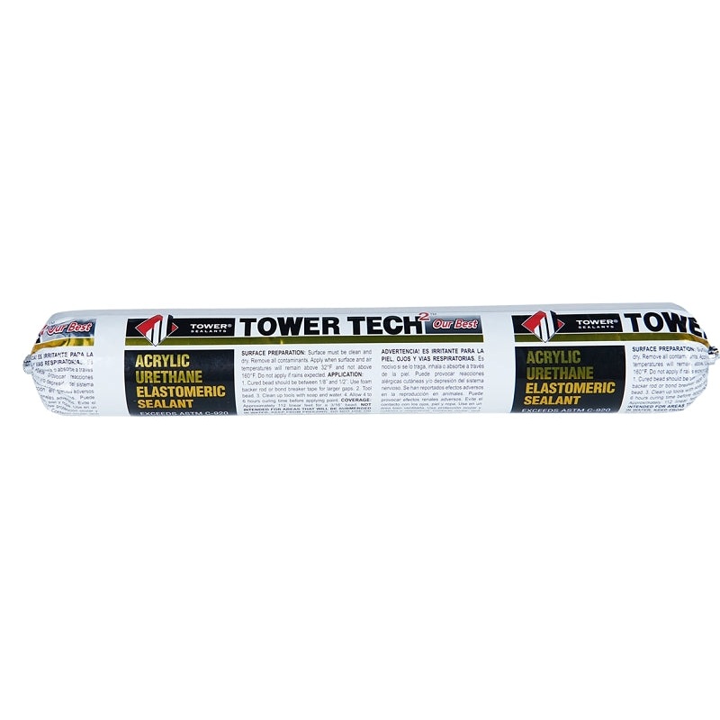 Tower Sealants TOWER TECH2 TS-00245 Elastomeric Sealant, Black, 7 to 14 days Curing, 40 to 140 deg F, 20 fl-oz Tube, Pack of 12