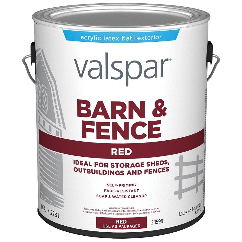 Valspar 018.3121-10.007 Barn and Fence Paint, Red, 1 gal, Pack of 4