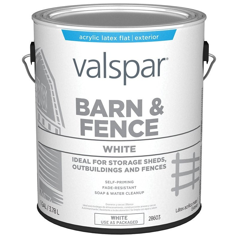 Valspar 018.3121-70.007 Barn and Fence Paint, White, 1 gal, Pack of 4
