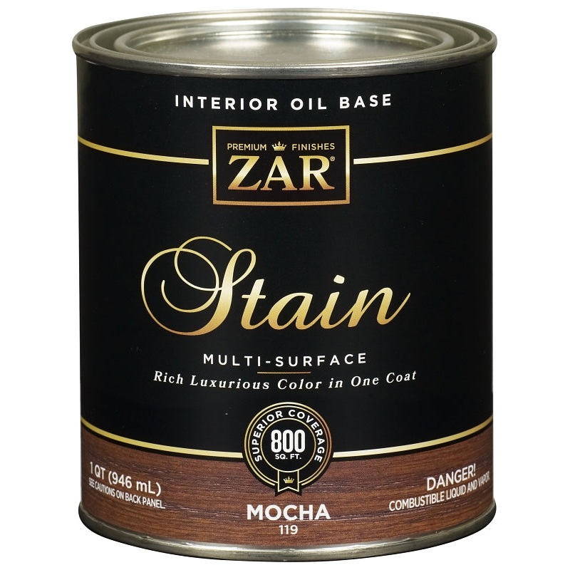 ZAR 11912 Wood Stain, Mocha, Liquid, 1 qt, Can