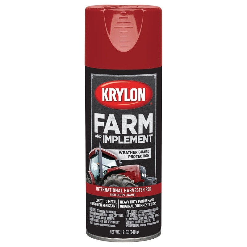 Krylon K01933000 Farm Equipment Spray, High-Gloss, International Harvester Red, 12 oz, Pack of 6