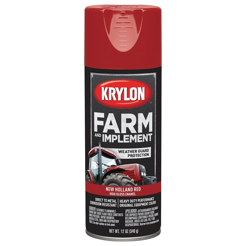Krylon K01947000 Farm Equipment Spray, High-Gloss, New Holland Red, 12 oz, Pack of 6