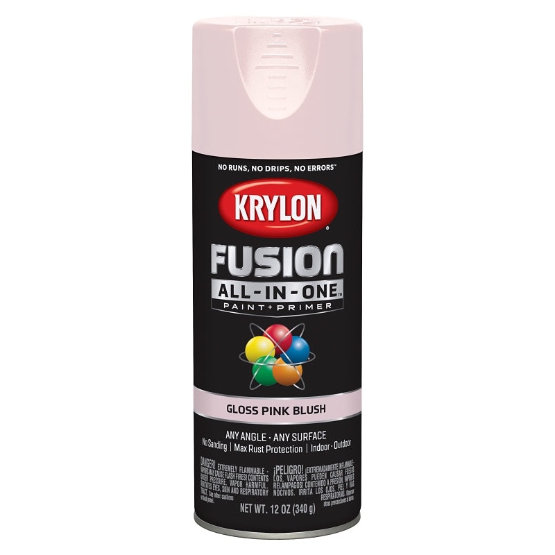 Krylon K02717007 Spray Paint, 12 oz Can, 25 sq-ft Coverage Area, Acrylic Base, Gloss, Pink Blush