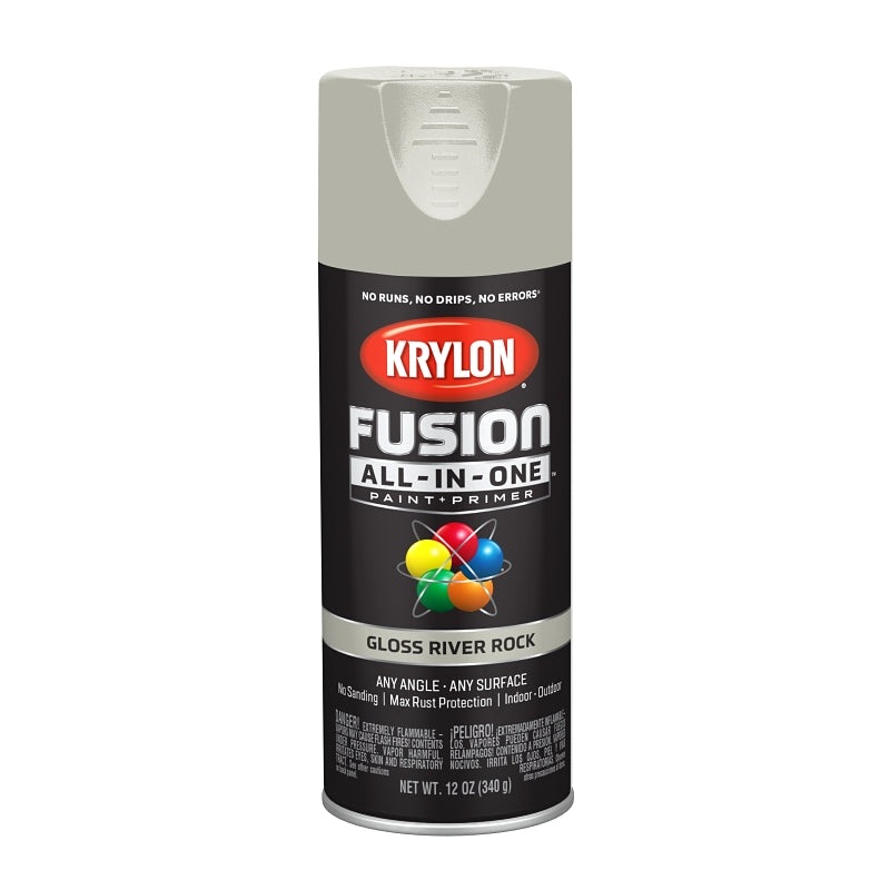 Krylon K02721007 Spray Paint, 12 oz Can, 25 sq-ft Coverage Area, Acrylic Base, Gloss, River Rock