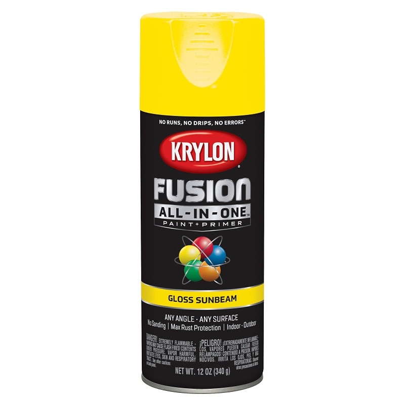 Krylon K02725007 Spray Paint, 12 oz Can, 25 sq-ft Coverage Area, Acrylic Base, Gloss, Sunbeam