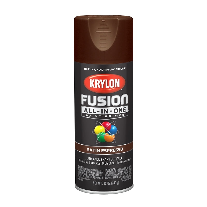 Krylon K02738007 Spray Paint, Satin, Espresso, 12 oz, Can
