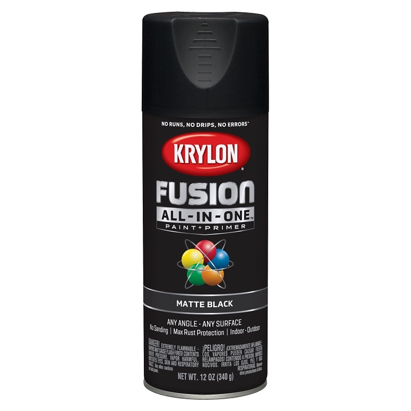 Krylon K02754007 Spray Paint, Matte, Black, 12 oz, Can