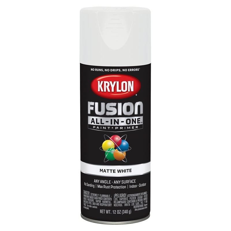 Krylon K02764007 Spray Paint, Matte, White, 12 oz, Can