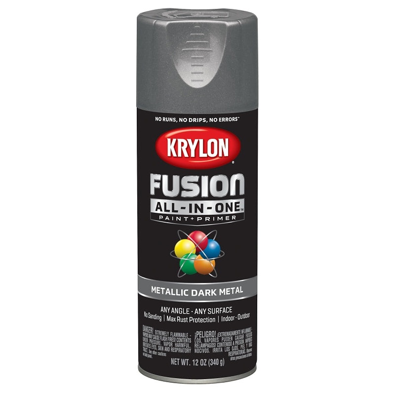 Krylon K02769007 Spray Paint, Metallic, Dark Metal, 12 oz, Can
