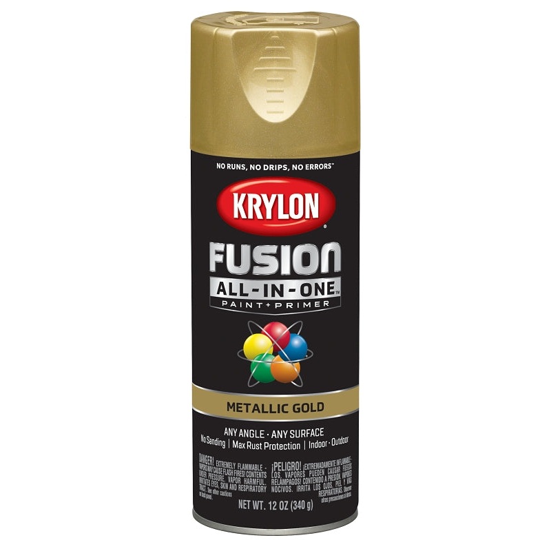 Krylon K02770007 Spray Paint, Metallic, Gold, 12 oz, Can