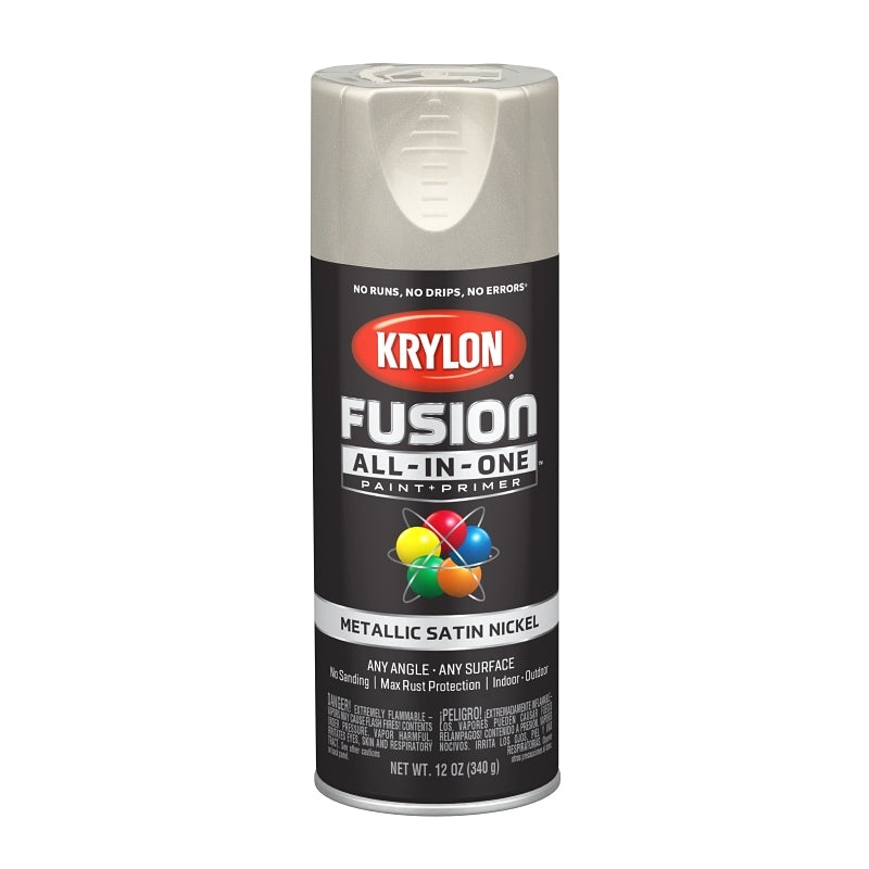 Krylon K02772007 Spray Paint, Satin, Nickel, 12 oz, Can