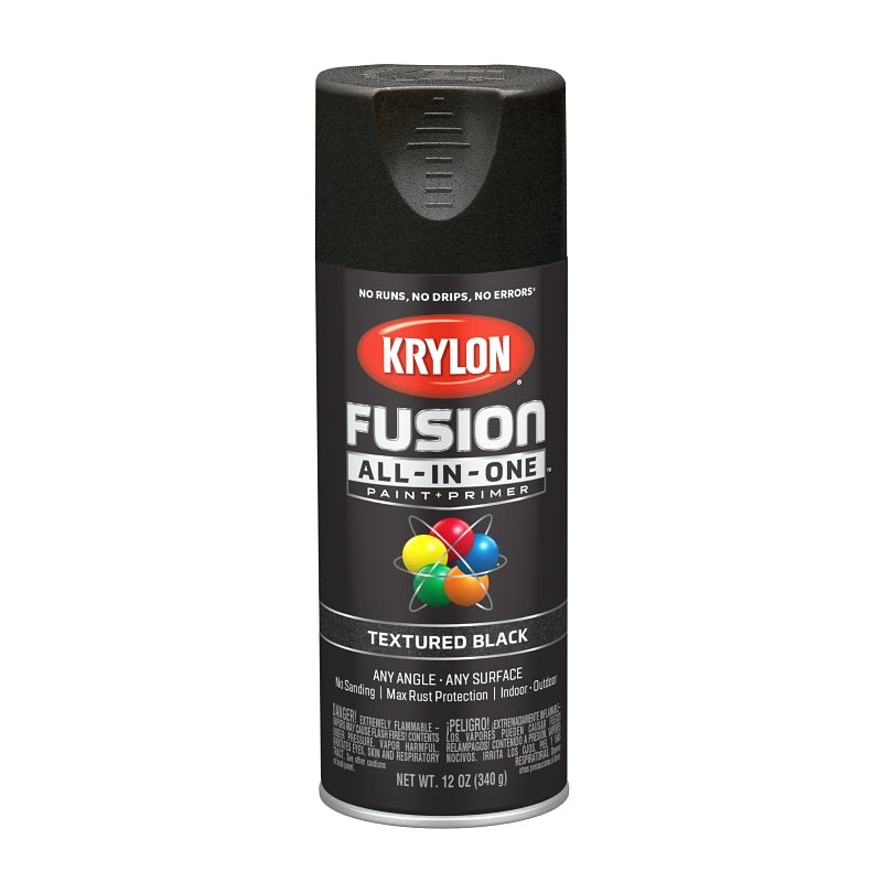 Krylon K02776007 Spray Paint, Textured, Black, 12 oz, Can