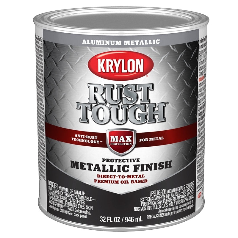 Krylon Rust Tough K09717008 Metallic Paint, Metallic Aluminum, 1 qt, Pack of 2