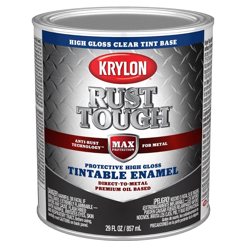 Krylon Rust Tough K09727008 Enamel Paint, Gloss Sheen, Clear, 1 qt, 400 sq-ft/gal Coverage Area, Pack of 2