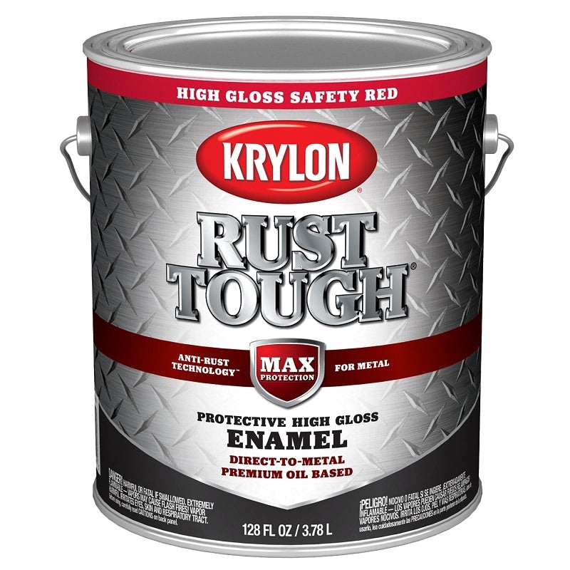 Krylon Rust Tough K09737008 Rust Preventative Paint, Gloss, Radiant/Safety Red, 1 gal, 400 sq-ft/gal Coverage Area, Pack of 4
