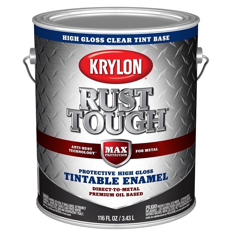 Krylon Rust Tough K09750008 Enamel Paint, Gloss Sheen, Clear, 1 gal, 400 sq-ft/gal Coverage Area, Pack of 4