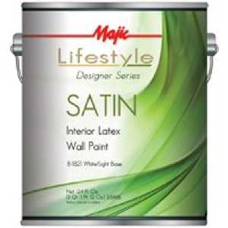 Majic Paints 8-1821-1 Interior Paint, Satin Sheen, White, 1 gal, Can, 350 sq-ft Coverage Area, Pack of 4