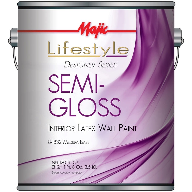 Majic Paints 8-1832-1 Interior Paint, Semi-Gloss Sheen, Medium, 1 gal, Can, 350 sq-ft Coverage Area, Pack of 4