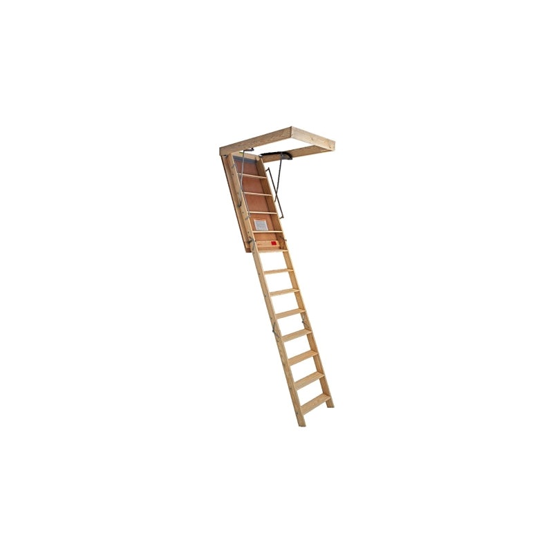 Marwin Superior Series SP101FT Folding Attic Stairway, 10 ft 1 in H Ceiling, 300 lb Duty Rating, Plywood/Steel
