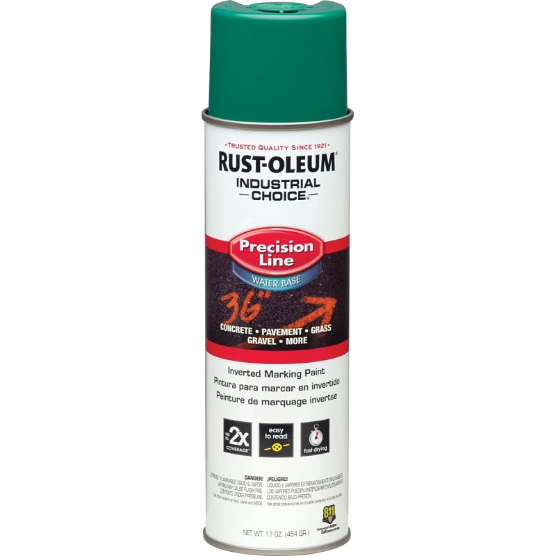 Rust-Oleum 1834838 Inverted Marking Spray Paint, APWA Safety Green, 17 oz, Can