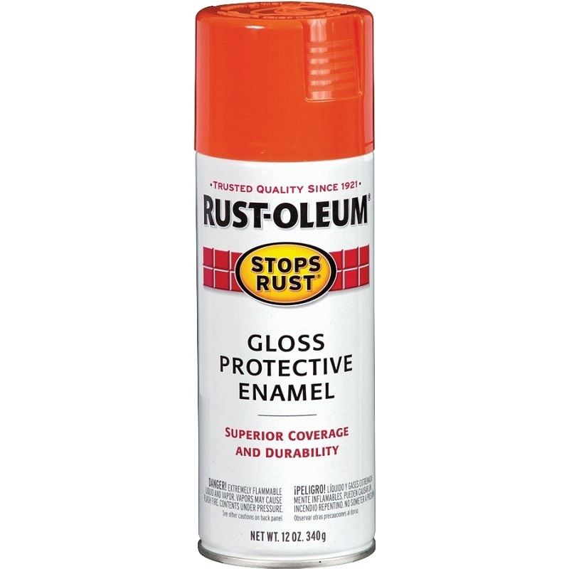 Rust-Oleum 214084 Rust Preventative Spray Paint, 12 oz Can, 6 to 10 sq-ft Coverage Area, Oil Base, Gloss, Orange