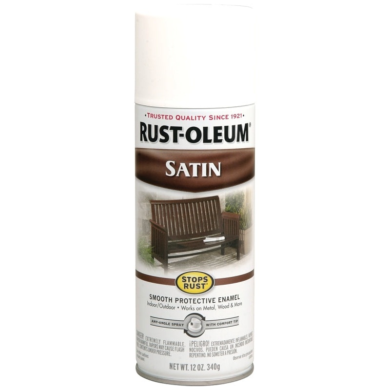 Rust-Oleum 7791830 Rust Preventative Spray Paint, Low Satin, White, 12 oz, Can