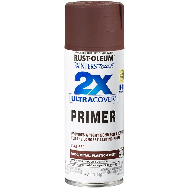 Rust-Oleum Painter’s Touch 2X Ultra Cover 334018 General Purpose Primer, Red, Flat, 12 oz