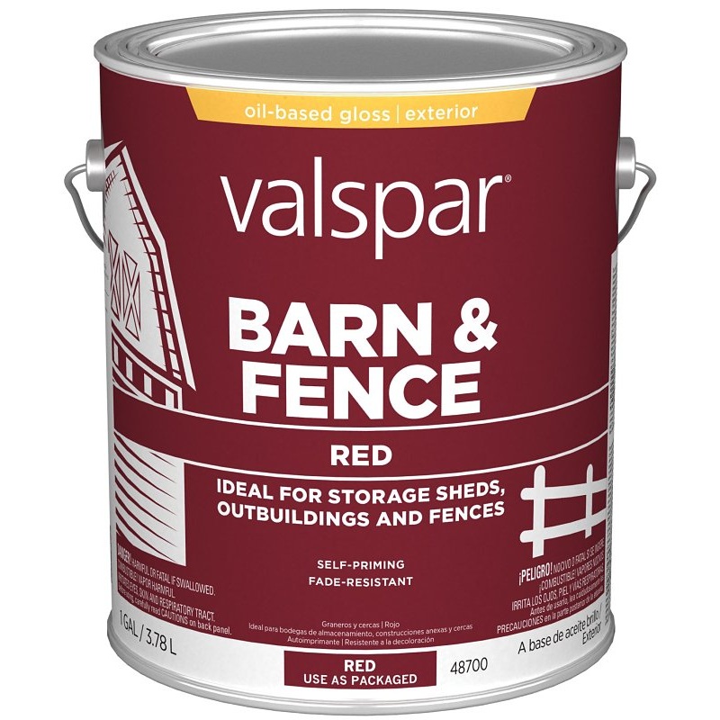 Valspar 018.2121-11.007 Barn and Fence Paint, Red, 1 gal, Pack of 4