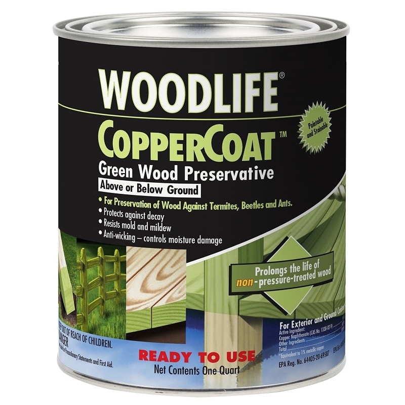 WOODLIFE 1904A Wood Preservative, Green, Liquid, 1 qt, Can