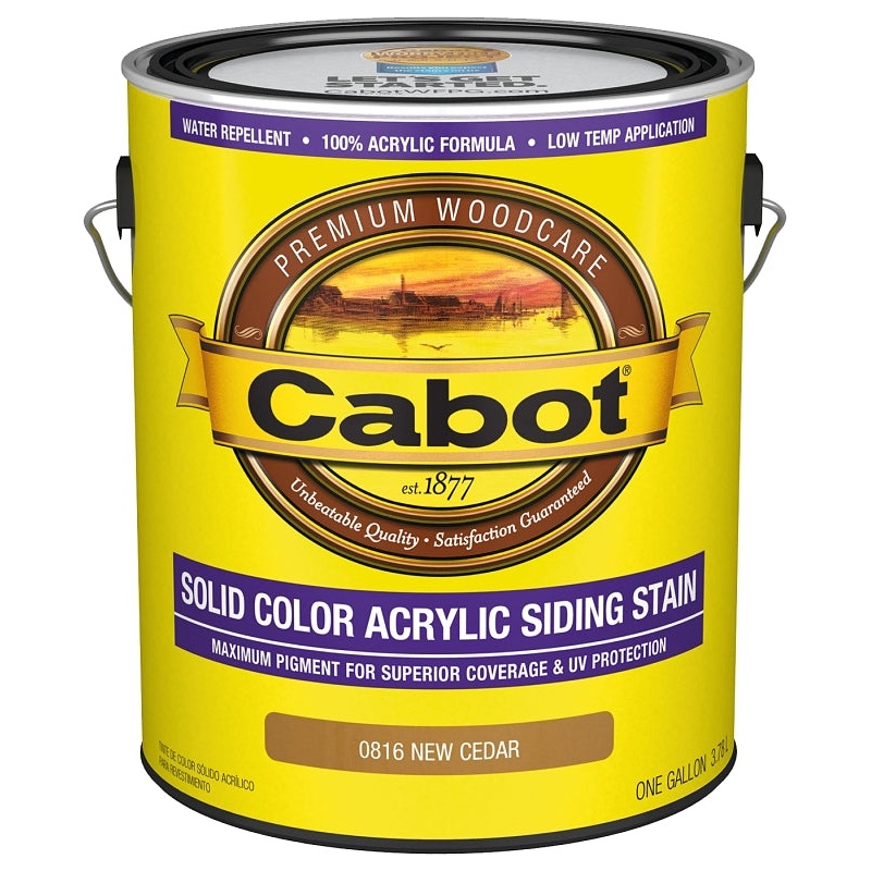 Cabot 800 Series 140.0000816.007 Solid Color Siding Stain, Natural Flat, New Cedar, Liquid, 1 gal, Can, Pack of 4