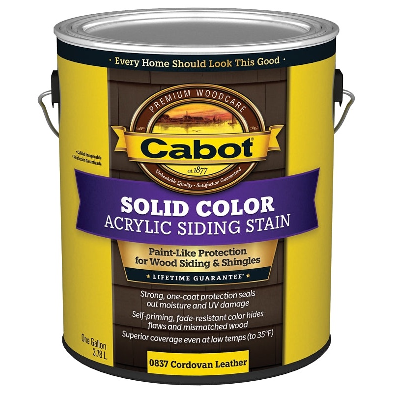Cabot 800 Series 140.0000837.007 Solid Color Siding Stain, Natural Flat, Cordovan Brown, Liquid, 1 gal, Can, Pack of 4