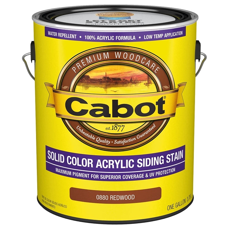 Cabot 800 Series 140.0000880.007 Solid Color Siding Stain, Natural Flat, Redwood, Liquid, 1 gal, Can, Pack of 4